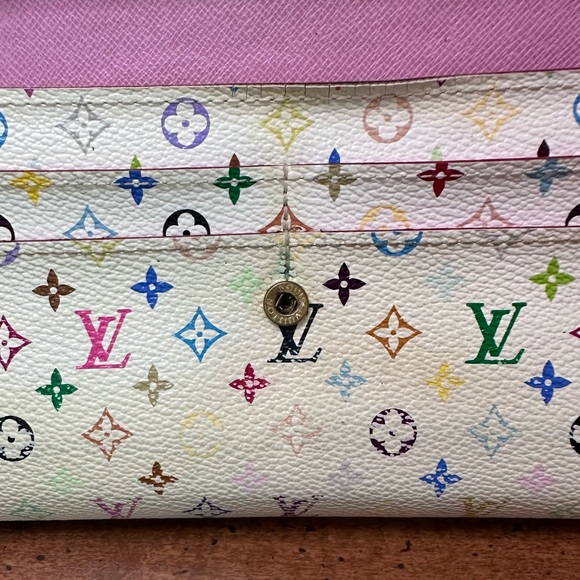 Louis Vuitton White Murakami Sarah wallet multicolor with pink interior - Picture 16 of 17
